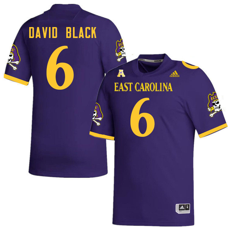 Men #6 John David Black ECU Pirates College Football Jerseys Stitched-Purple